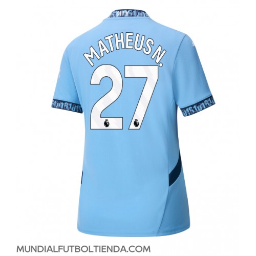 Camiseta Manchester City Matheus Nunes #27 Primera Equipación Replica 2024-25 para mujer mangas cortas